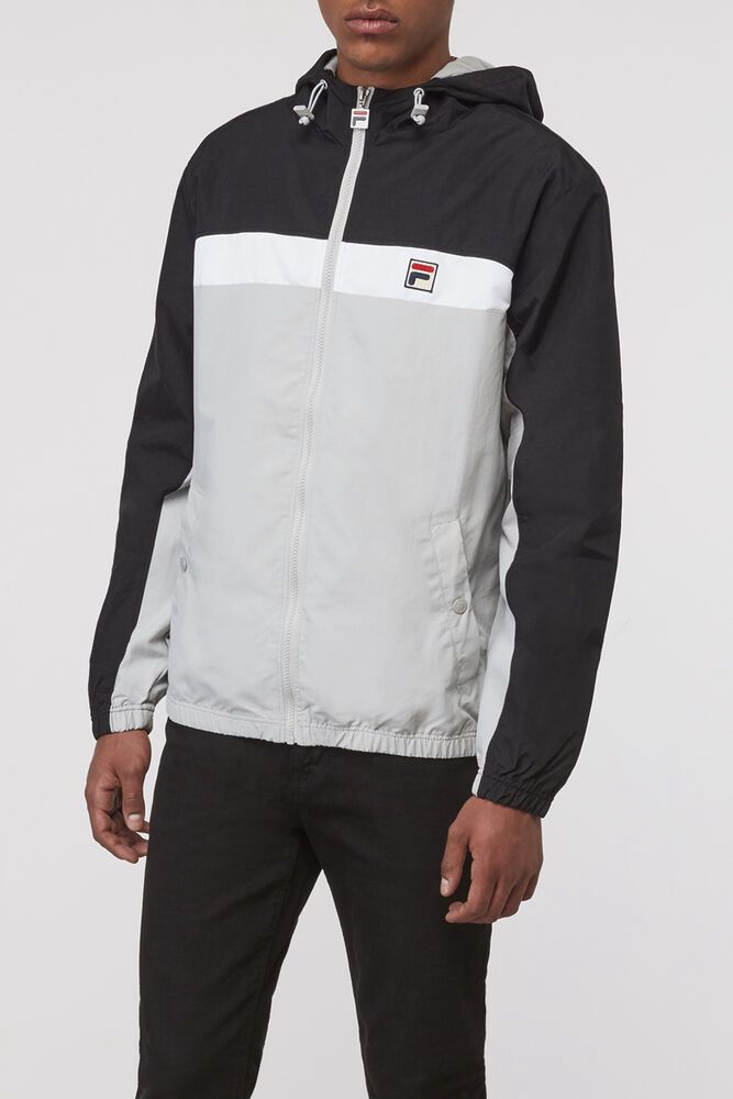 Fila Jacket Clipper Wind Mens Black/White - India YDP-572380